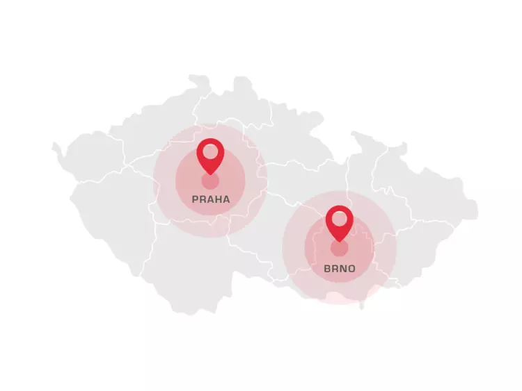 Mapa poboček WOLF Česká republika