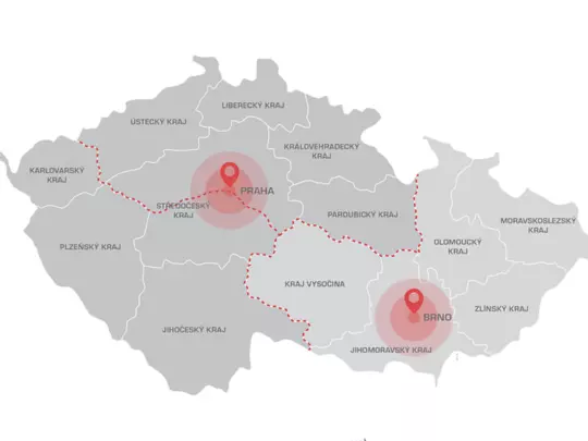 Mapa WOLF Česká republika obchodní tým vytápění