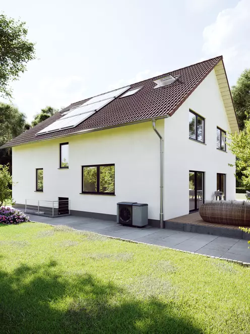 Haus mit Röhrenkollektor