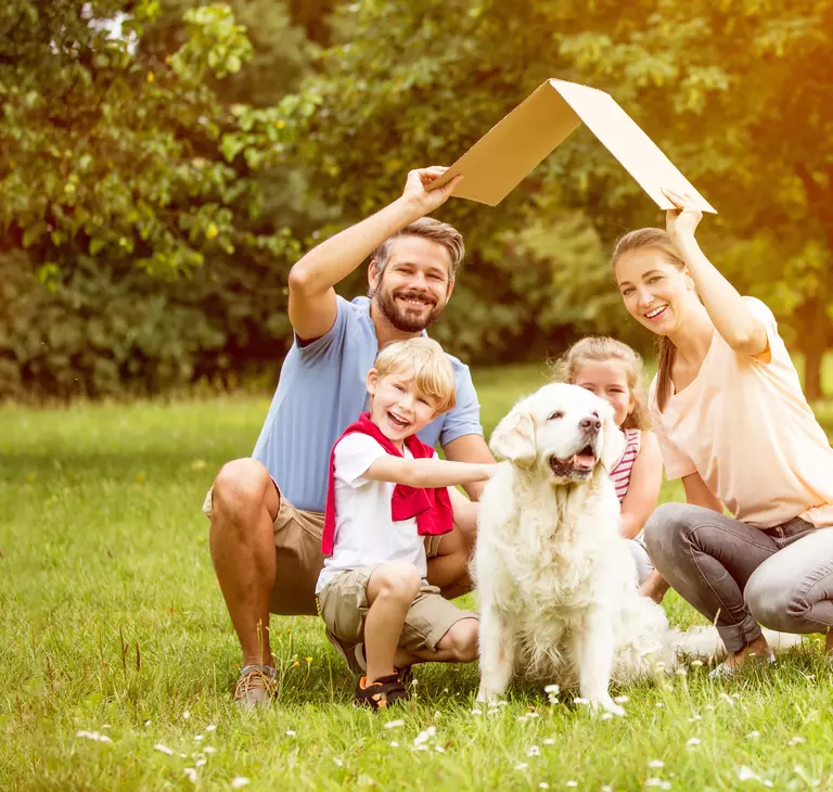 Happy family with dog Happy family with dog