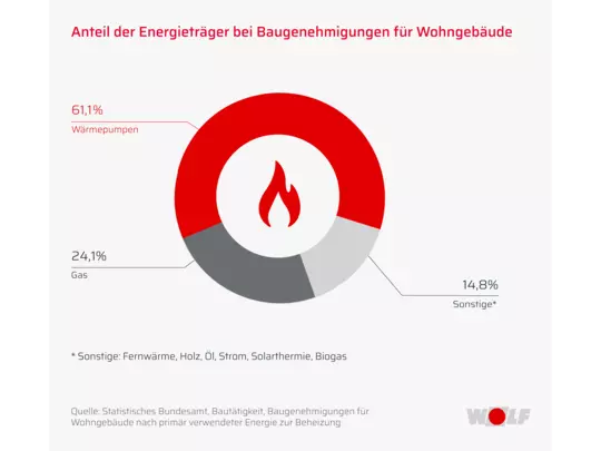 Anteil der Energieträger im Neubau Grafik - Anteil der Energieträger im Neubau