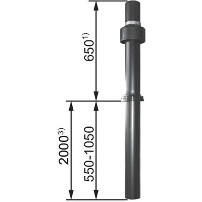 C3 | Ventouse verticale - Terminal verticale noir DN60/100 - L=1200-1700 mm
